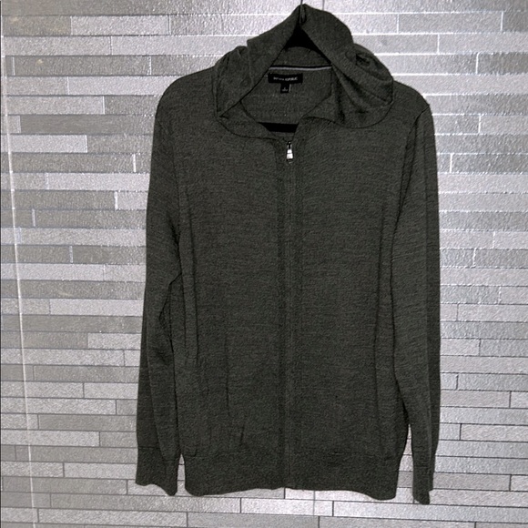 Banana Republic Dark Olive Green Zip-Up Wool / Acetate Hoodie Size Large
